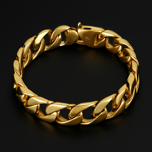 “HIP HOP 15MM 24K GOLD PLATED BRACELET”