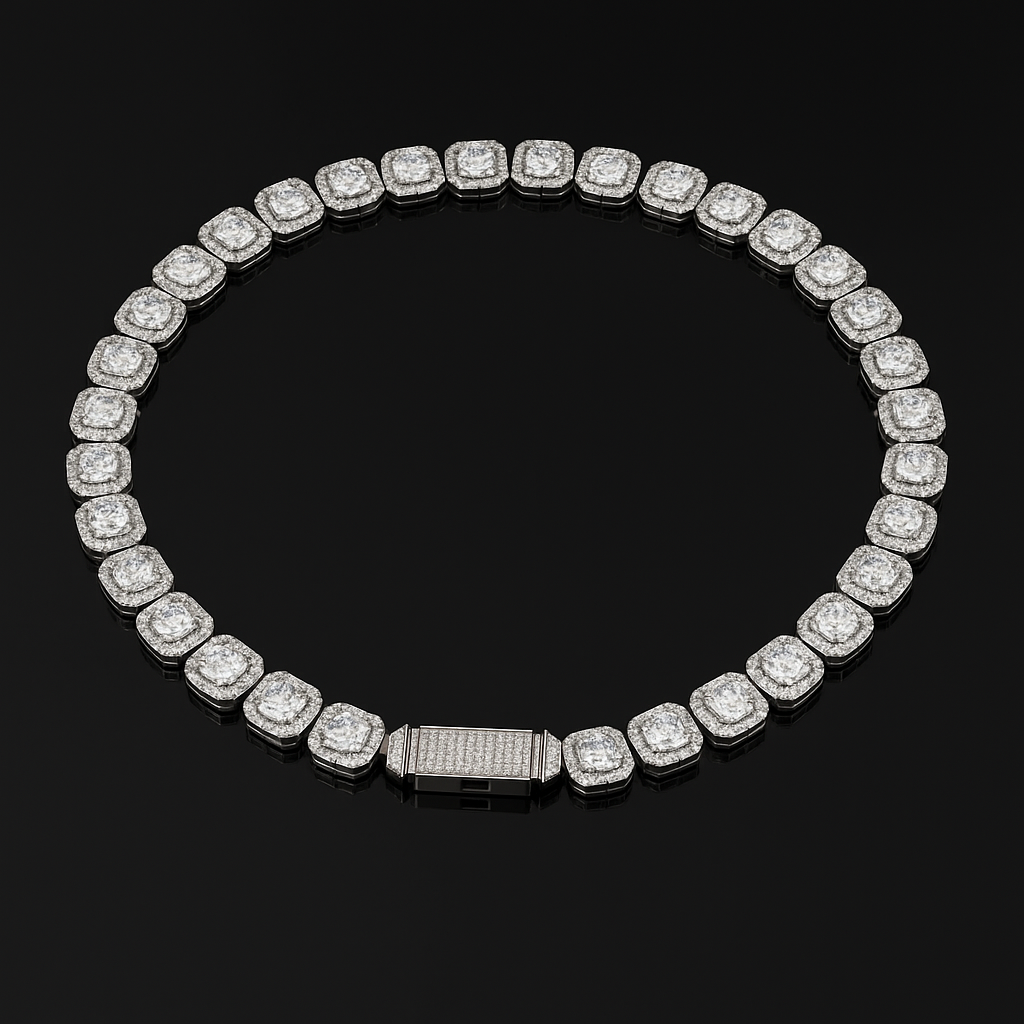 12MM Flip Buckle Iced Gemstone Chain + Bracelet Set