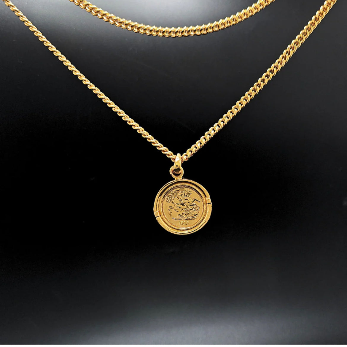 18K Gold Filled Customized Stamped Sovereign Pendant Necklace