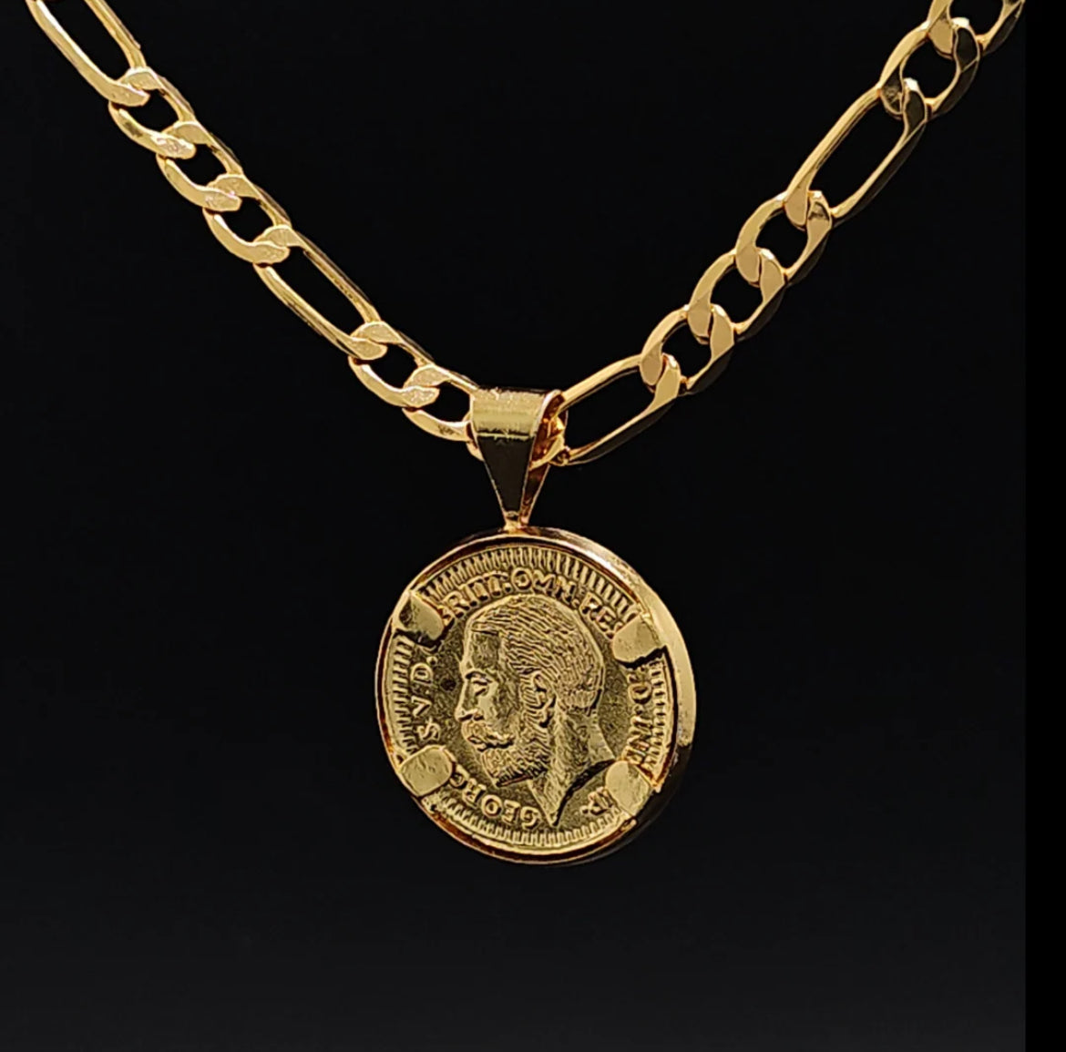 19K Gold Filled Stamped Tarnish Proof Customized Full Sovereign Pendant Necklace