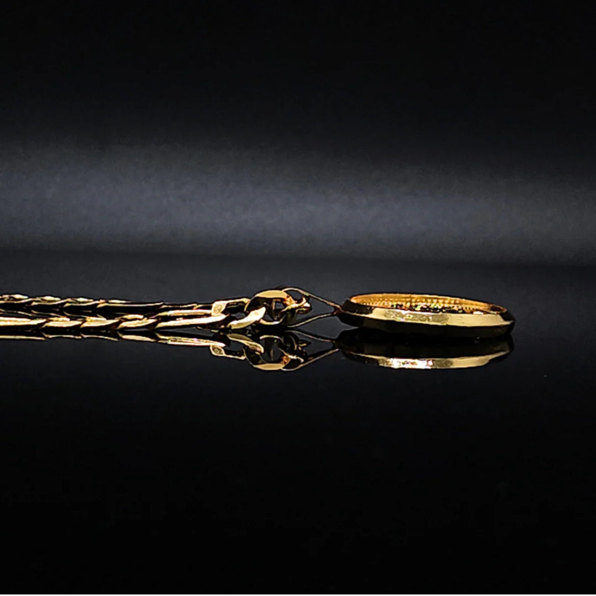 19K Gold Filled Stamped Tarnish Proof Customized Full Sovereign Pendant Necklace