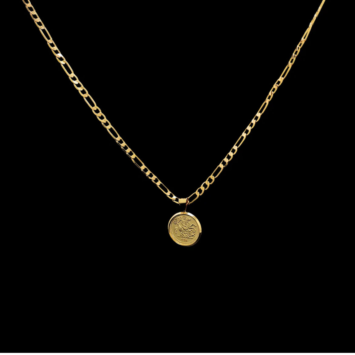 19K Gold Filled Stamped Tarnish Proof Customized Full Sovereign Pendant Necklace
