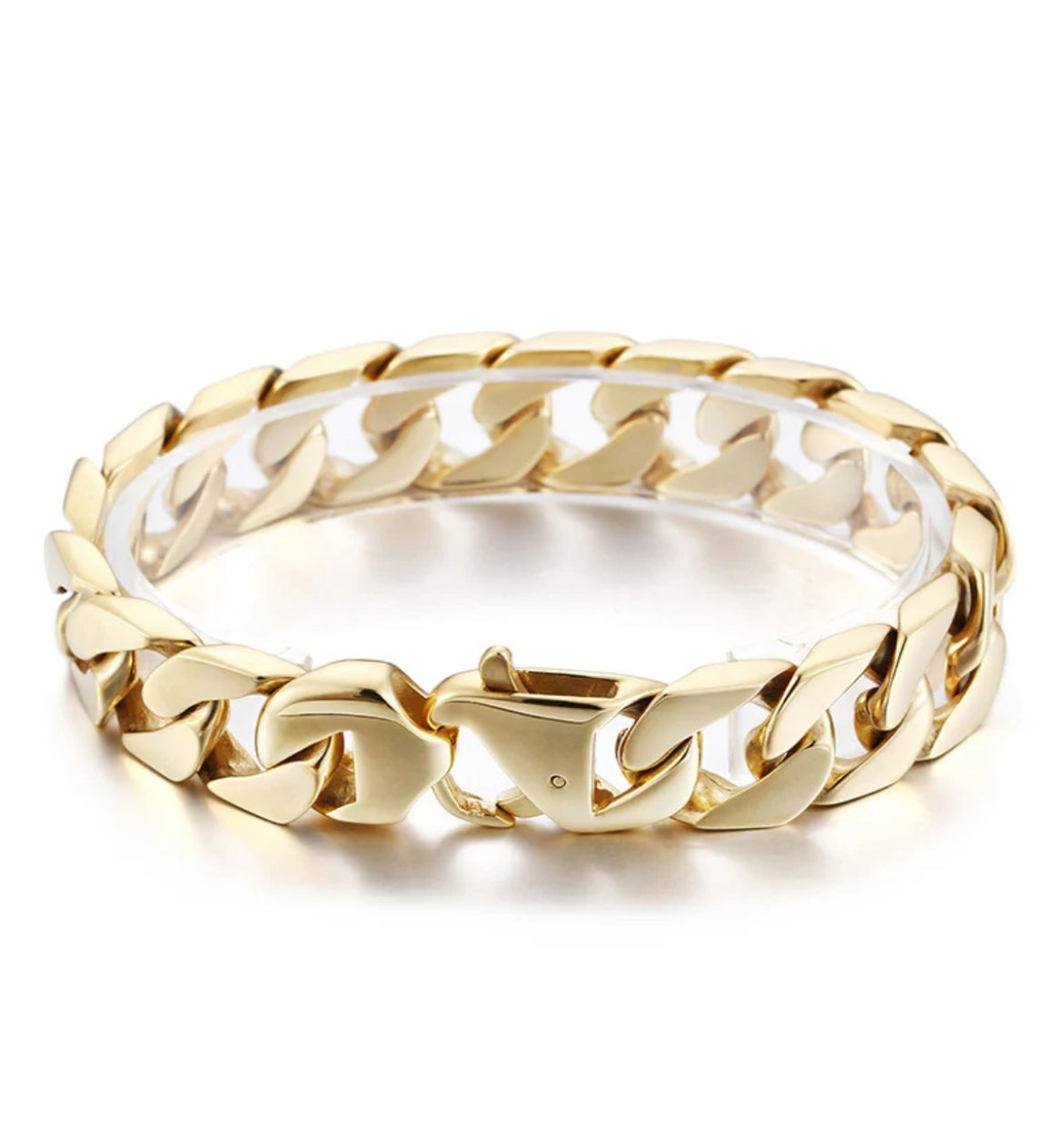 “HIP HOP 15MM 24K GOLD PLATED BRACELET”