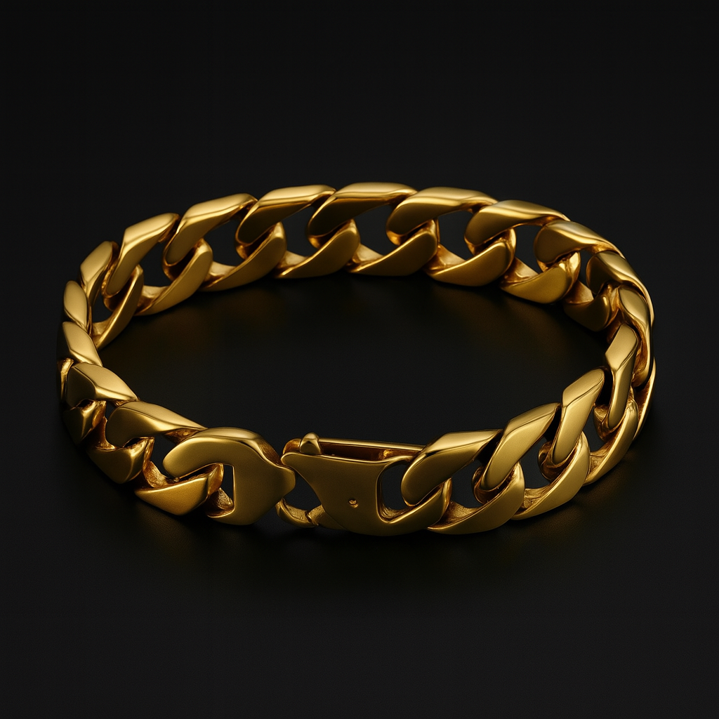 “HIP HOP 15MM 24K GOLD PLATED BRACELET”